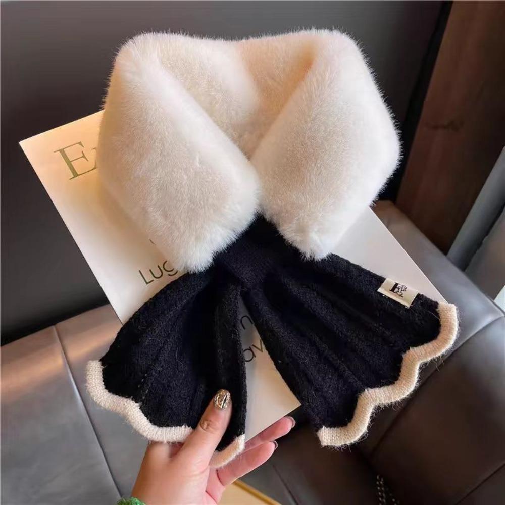 Cross Knitted Scarf Shawl Plush Scarfs Elegant Cervical Spine Warm Scarve Women Accessories