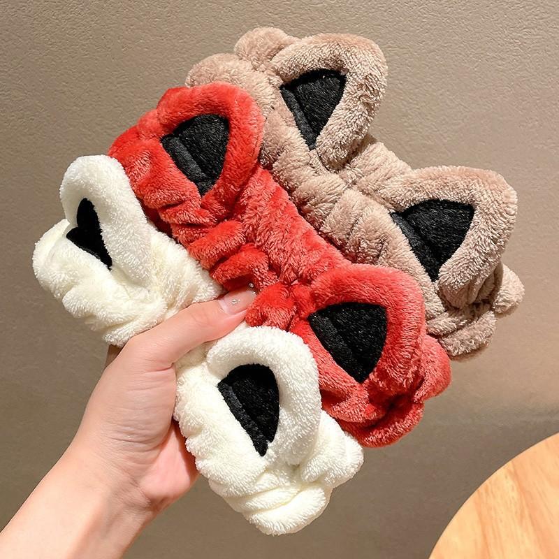 Флисовые повязки на голову для женщин, милые мягкие бантики для волос, повязка на голову, повязки для мытья лица, тюрбаны для макияжа, повязки, аксессуары для девочек