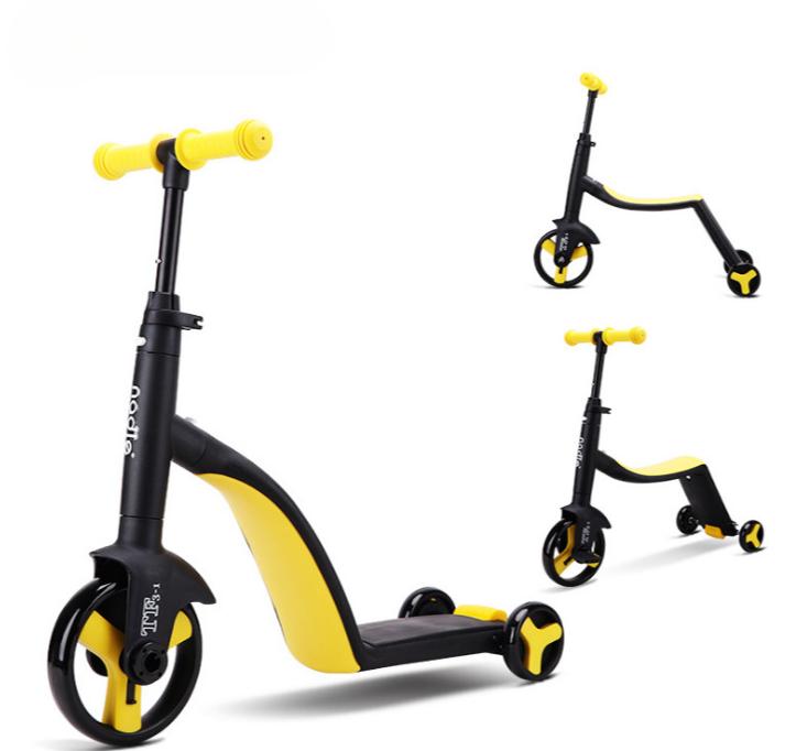 3 Wheel Scooter for Kids One-click Transformation 3 In 1 Tricycle Balance Bike Toys with Large PU Front Wheel P Gear System