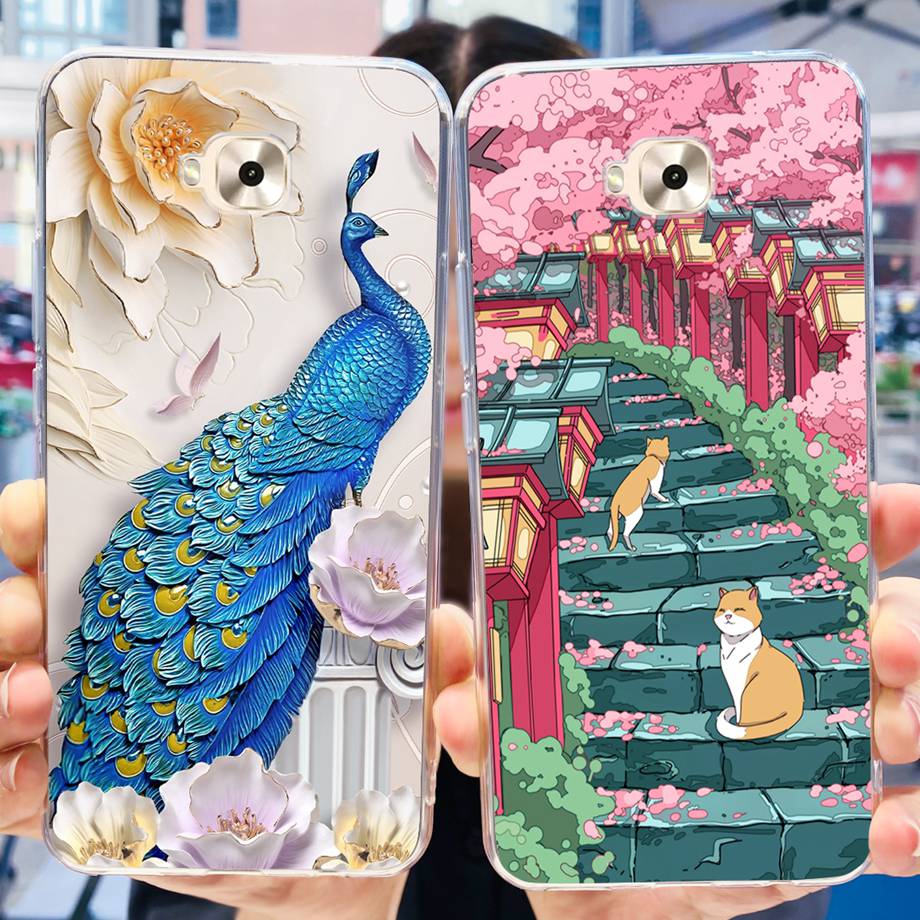 Soft TPU Slim Capa For ASUS ZENFONE ZOOM S ZE553KL Case ASUS ZENFONE 4 SELFIE ZD553KL Back Cover Transparent Cow Print Lion Etui