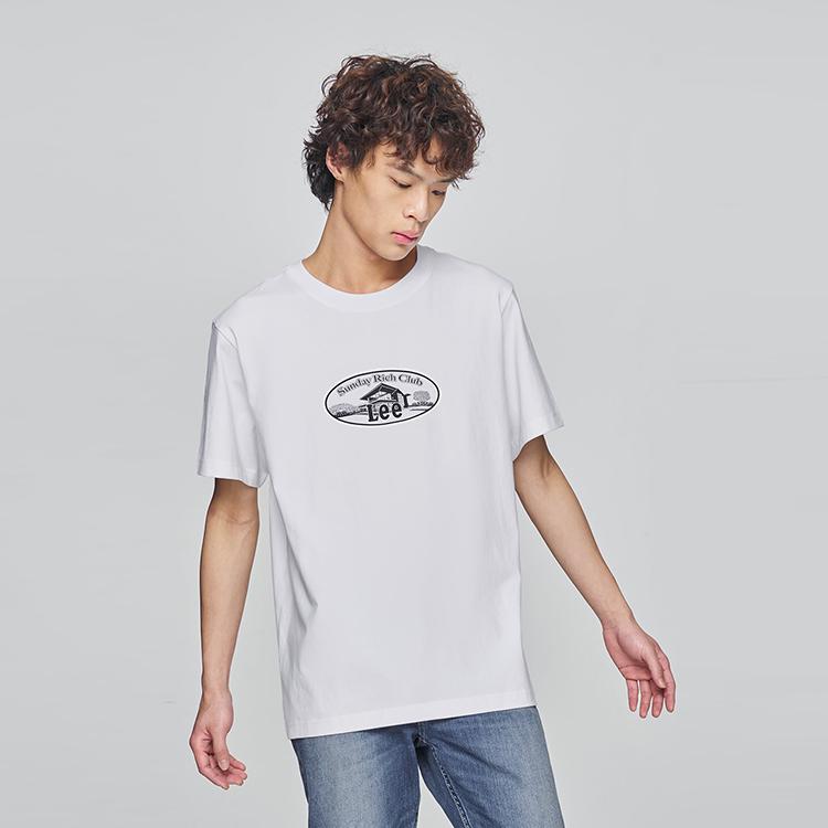 Lee T-Shirts Men's White Crew Neck Moderate LMT0100403RX00FK14000