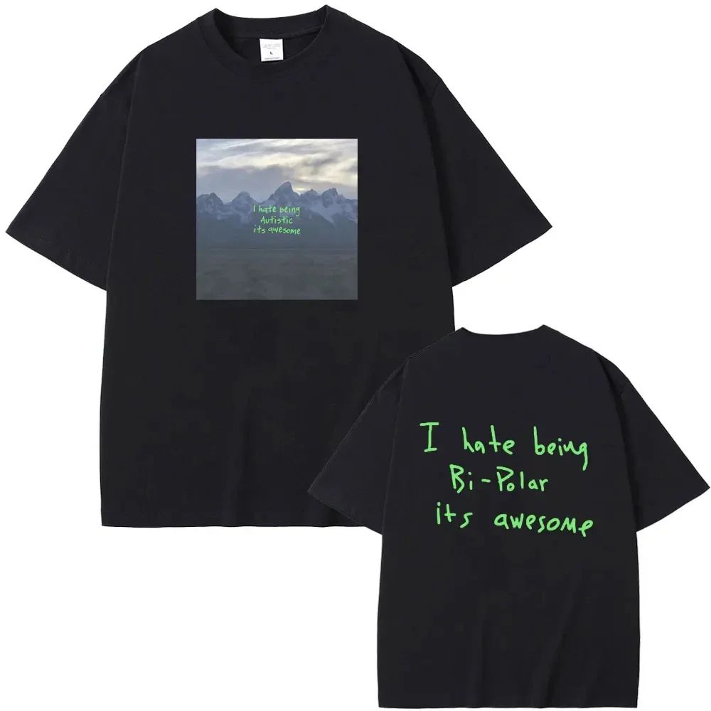 Hip Pop Rapper Kanye West Vultures I Hate Beiug Bi Polar Its Awesome Album Graphic Print Tshirt Y2k Hip Hop Crewneck T Shirts