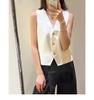 Женский трикотажный жилет без рукавов с V-образным вырезом, весна 2025 г.: Повседневная верхняя одежда с короткими рукавами