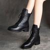 Женские зимние мягкие кожаные сапоги с круглым носком