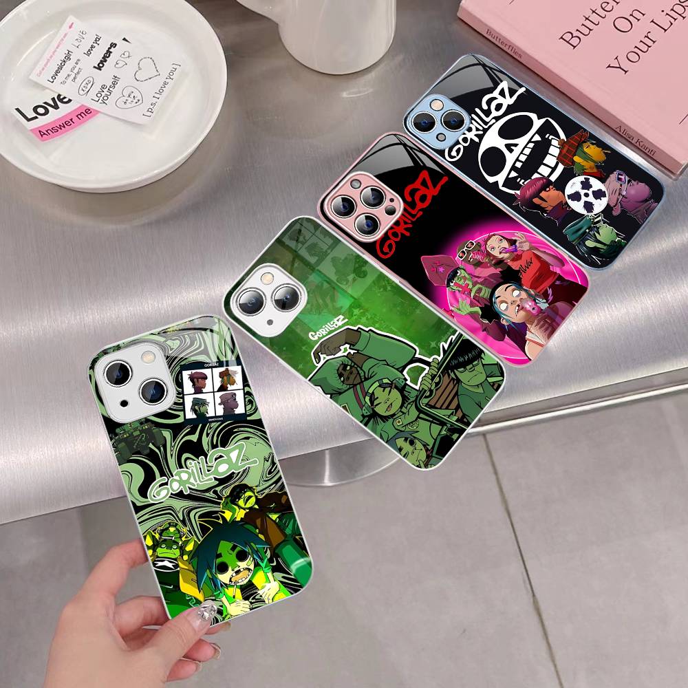 Art Pop Band G-gorillazS Music Tempered Glass For Iphone 14 13 12 11 Pro Mini XS MAX 14Plus X XS XR Cover