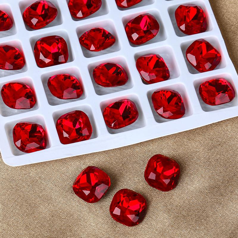 Nail Art Fat Square Diamond Shijia Same K9 High-Quality Square Diamond Diy Jewelry Accessories Nail Sticker Drill Crystal Pointed Bottom Drill