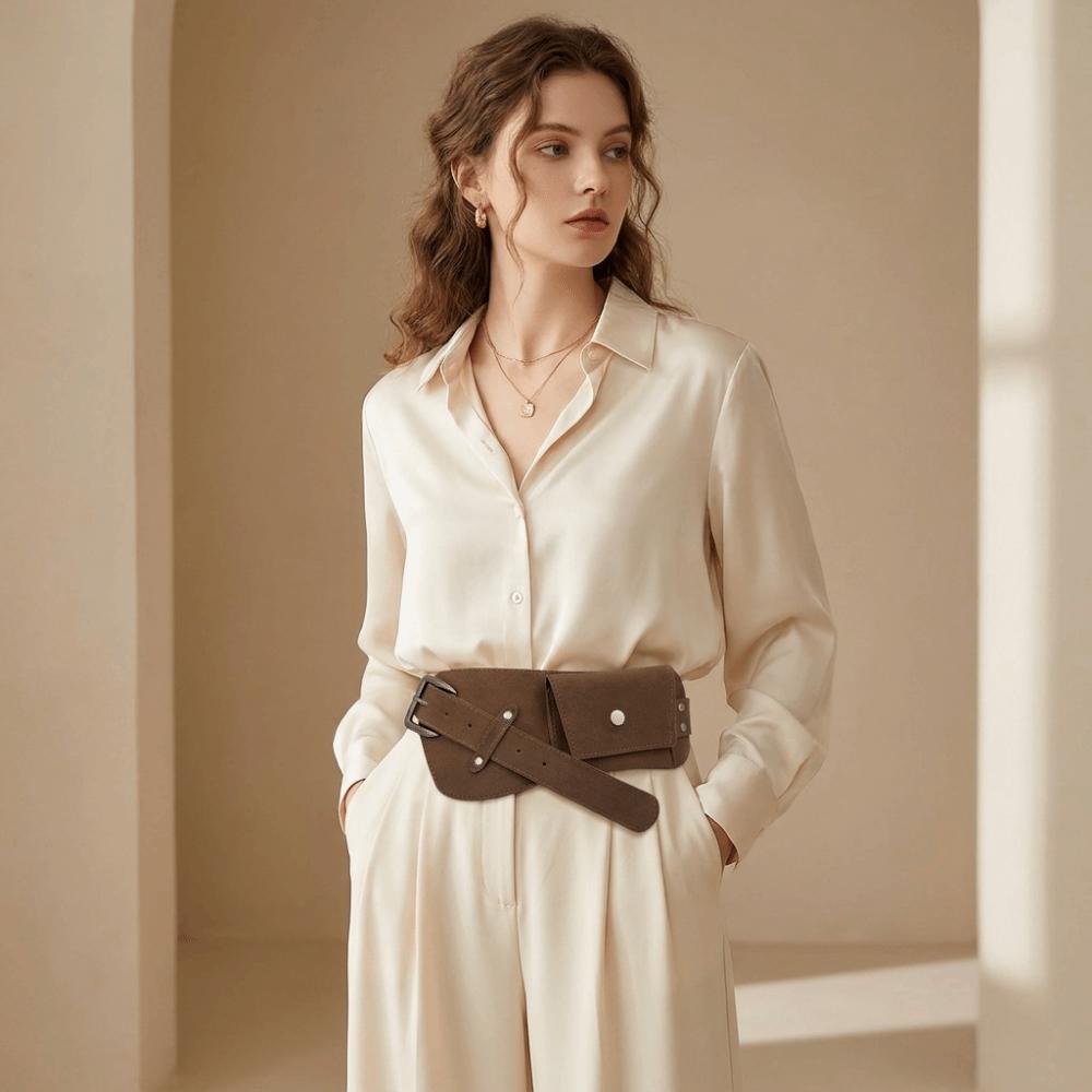 Zinc Zinc Alloy Maillard Waist Belt Wide Suede Waist Bag Belt Fashion Pin Buckle Waistband Daily Outfits
