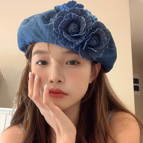 Женская шляпа художника с 3D-украшением в виде розы, ковбойская шляпа художника, всесезонная джинсовая кепка с регулируемым обхватом головы, повседневная одежда, головные уборы для особых случаев