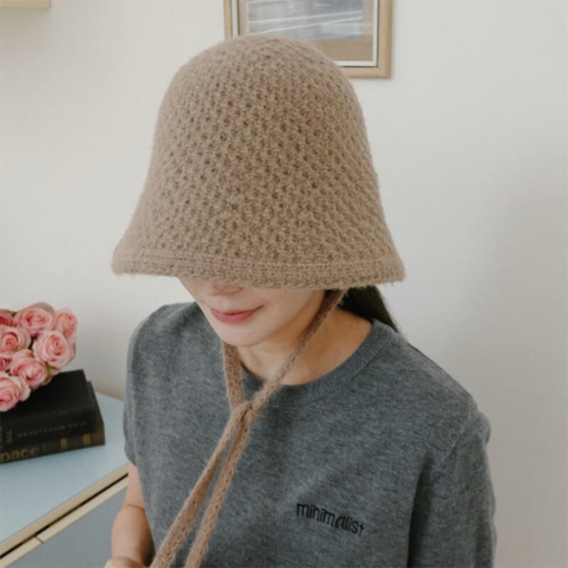 Women's Basic Wool Chin Strap Bucket Hat Winter Everyday Fashion