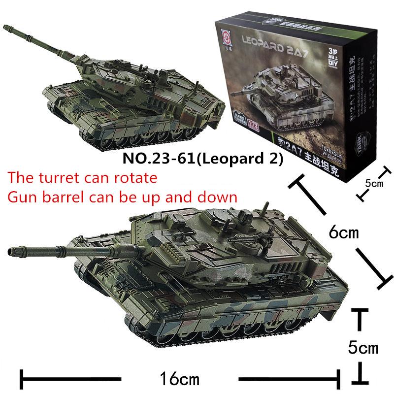 1:72 Creative Military Series Germany Leopard 2 Main Battle Tank Model Building Blocks DIY Assembled Toys For Boys Xmas Gifts