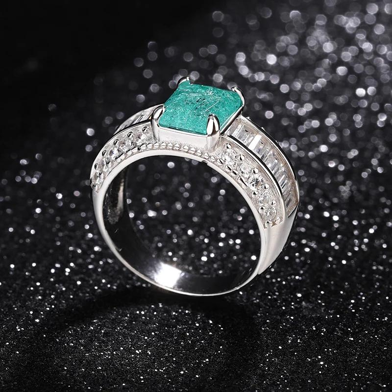 НОВАЯ мода принцесса параиба сапфир полный бриллиант пара кольцо для женщин геометрия посеребренные рождественский подарок ювелирные изделия для вечеринки