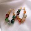 2pcs Vintage New Chinese Style Colorful Beaded Earrings, 2023 New Unique High-End Personality Earrings for Women (Note: Natural Stones, Random Colors)