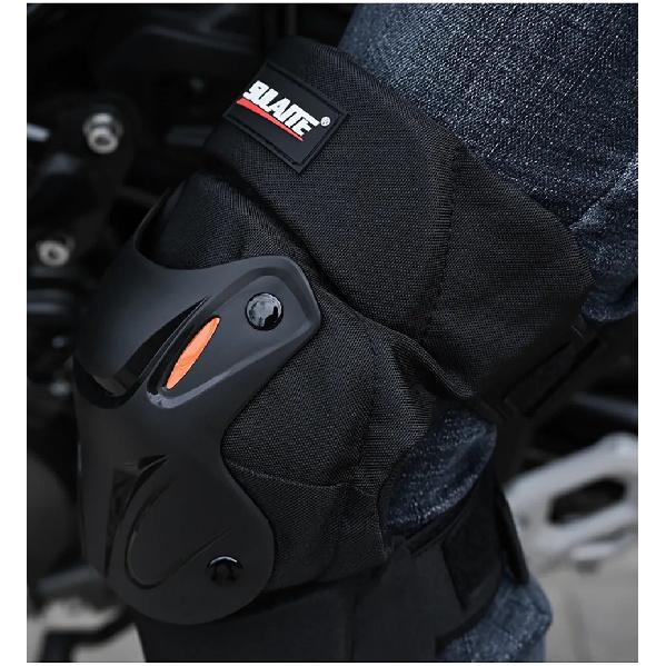 1 Pair Motorcycle Knee Shin Guard Pads Black Adjustable Knee Cap Pads Protector Armor for Motocross Racing Mountain Biking