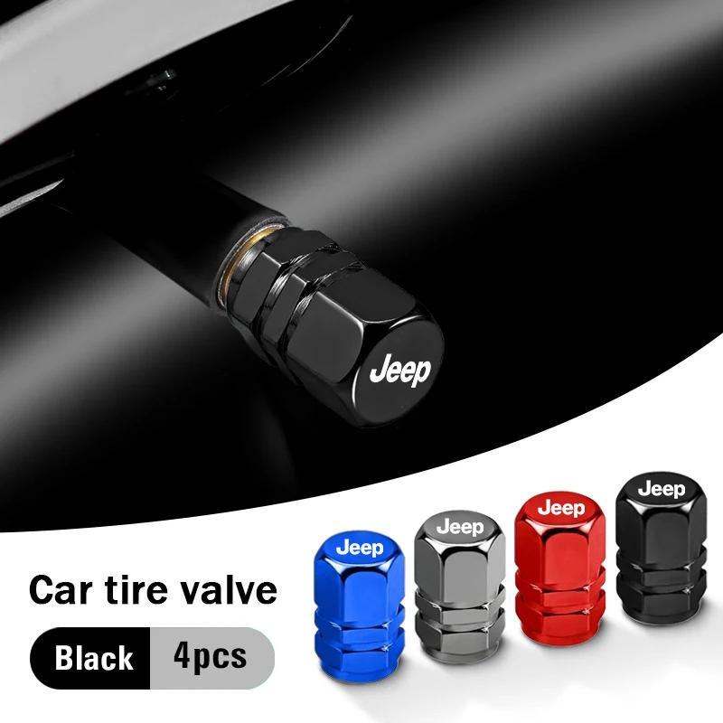 4Pcs Car Wheel Air Stem Cover Tire Valve Dustproof Caps For Jeep Renegade Wagoneer Avenger Recon Wrangler JK Gladiator Compass ALY1
