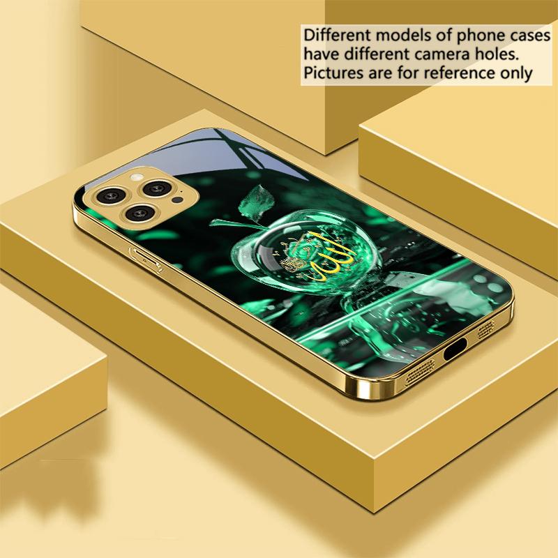 Кристалл Для Apple Зеленый Для IPhone 16 Pro Max 15 P ro 14 13 Plus 12 Mini 11Pro Max XS Max XR Золотой чехол для телефона из закаленного стекла