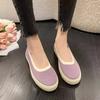 Женские летние туфли-лодочки с круглым носком и мелким вырезом, на толстой подошве, удобные, дышащие, слипоны, повседневные