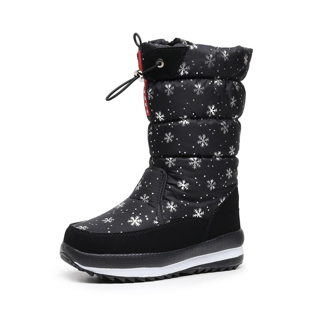 2025 Women's Winter High-Top Snow Boots: Non-Slip, Comfortable, Drawstring Closure, Plus Velvet, Thick Sole