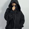 Новая толстовка с капюшоном на молнии с двойным капюшоном, осенне-зимняя куртка-толстовка
