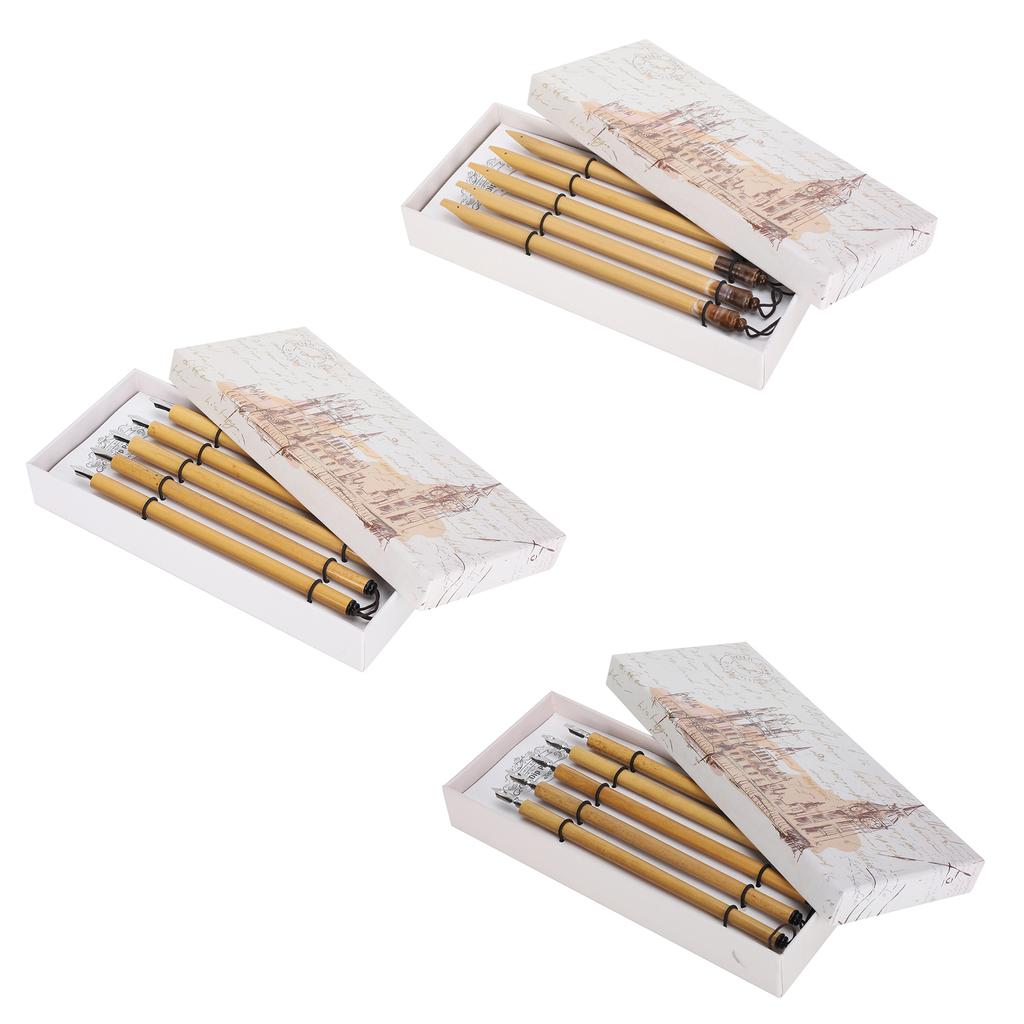 5 шт., перо ручной работы, манга, каллиграфия, винтажный бамбуковый рисунок, комплект для рисования, школьные принадлежности