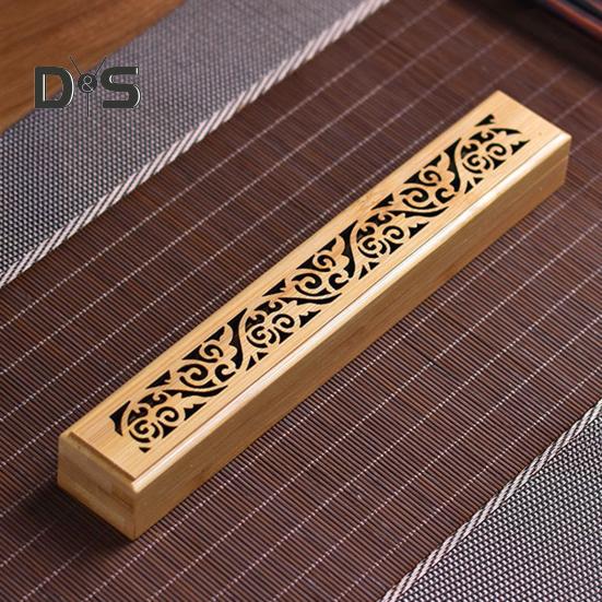 Бамбуковая шкатулка для благовоний в стиле ретро, резная подставка для благовоний, улавливатель пепла для медитации, сна, снятия стресса, декор для чайной комнаты