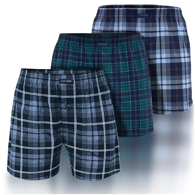 Cornette Boxer Shorts Loose Cotton Checkered BM222 Comfort 3 Pack