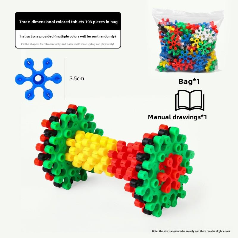 Educational Plastic 3d Snowflake Puzzle Set With Colorful Hexagon Blocks For Kids Learning And Development