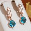 Geometric Cut Blue Zircon Dangle Earrings for Women Statement Accessories Party Minimalist Jewelry Hypoallergenic