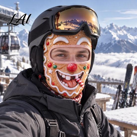 Outdoor Face Guard Velvet Mask for Christmas Santa Snowman Reindeer Elf Balaclava Holiday Winter Windproof Neck Gaiter Skiing Motorcycle Riding Men