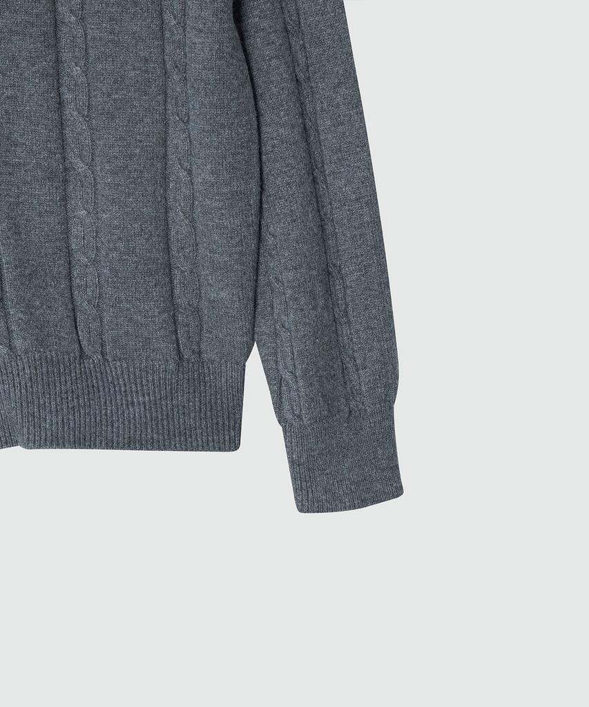 EZIO Cable Button-Up Collar Cardigan_Charcoal