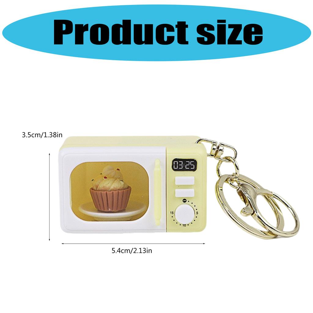 Creative Microwave Keychain Interactive Children's Toy with LED Light Sound Effects Gold Lobster Clasp for Kids Adults