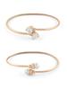 Set of 2 Rose Gold Tone Contemporary Cubic Zirconia Pearls Brass Kada Style Bracelet For Women