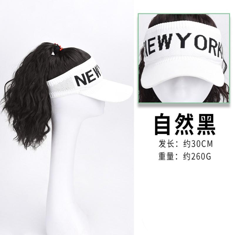 Womens Sport Sun Visor Hat With Long Curly Wig All-in-one Fashion Hairpiece Outdoor Protection