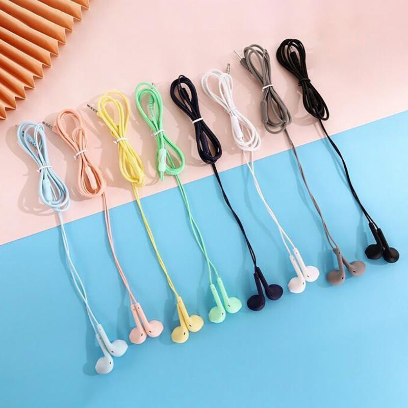 3,5-миллиметровый разъем Candy Color Macaron Проводная гарнитура-вкладыш с микрофоном для музыкальных звонков Студенческая деловая простая проводная гарнитура унисекс