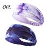 Colorful Gym Hairband Athletic Headband, Tie-Dye Gradient Sports Anti-Slip Elastic Breathable Sweat-Wicking Trendy Headband Fabric Hair Band
