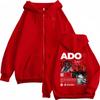 Худи на молнии Ado Hibana World Tour, Харадзюку, японский стиль, толстовки на молнии, мужские, женские, повседневные пуловеры оверсайз