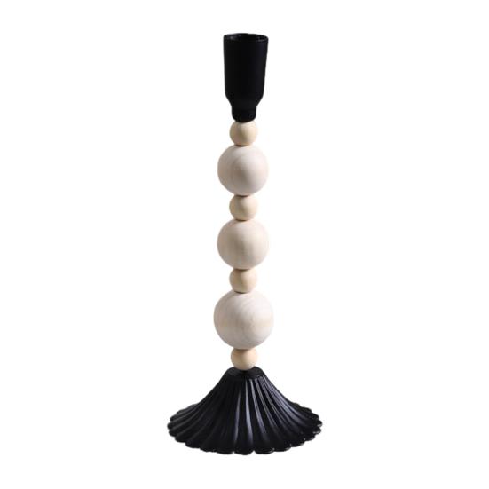 Подсвечник из чугуна с деревянными бусинами, винтажный, на 1/2/3 свечи, для домашнего офиса, гостиной, прихожей, декоративный металлический подсвечник