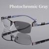 Smart Photochromic Near Sight Sun Glasses For Business Women Men Retro Metal Half Frame Myopia Eyewear Anti-Uv Minus Goggles