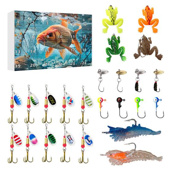 2025 Fishing Lure Advent Calendar 24-Day Countdown Box with Surprise Baits Holiday Countdown Decor Christmas Gift for Men Boys Anglers