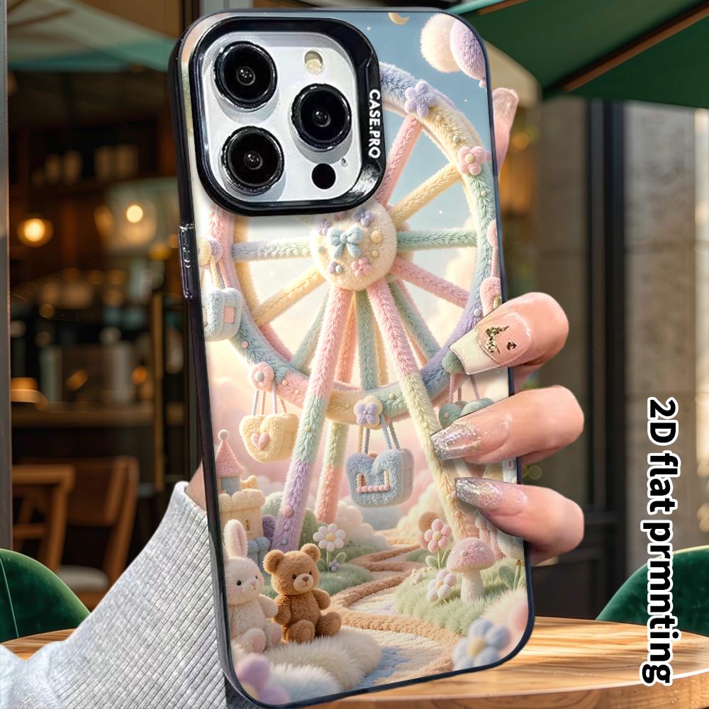 Phone Case: 2D flat, fits iPhone 18 17 16 15 14 13 12Pro protective case, Ferris wheel amusement park, perfect Christmas and Halloween holiday gift