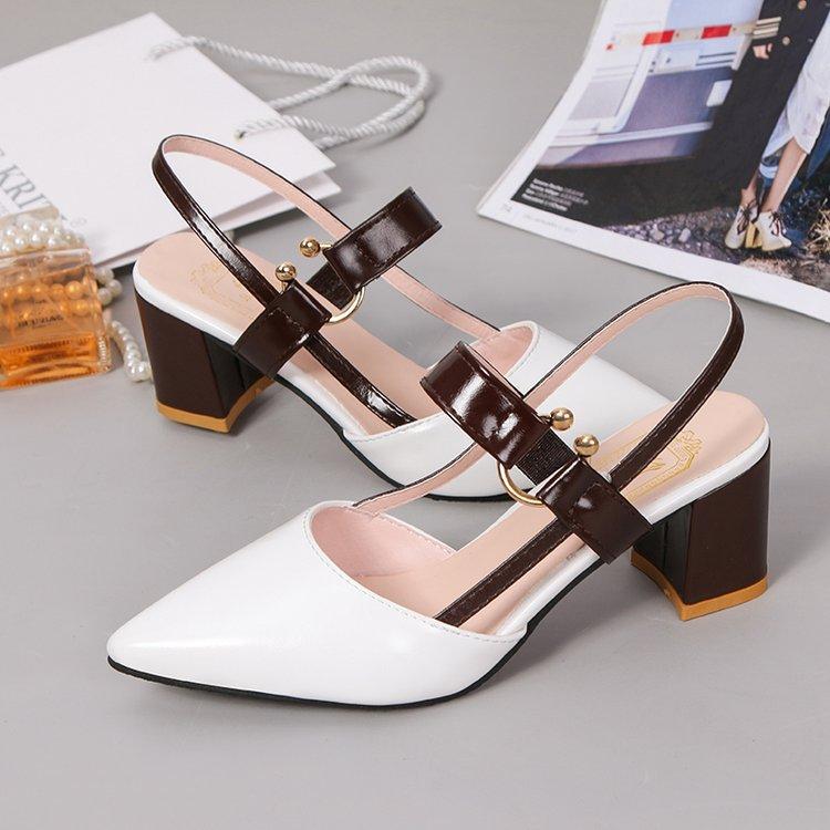Fashion Shallow Mouth Velvet Shoes Pointed Heel Sandals Buckle Strap Suit Female Beige 2025 Women's Large Size Suede Black New Block Big