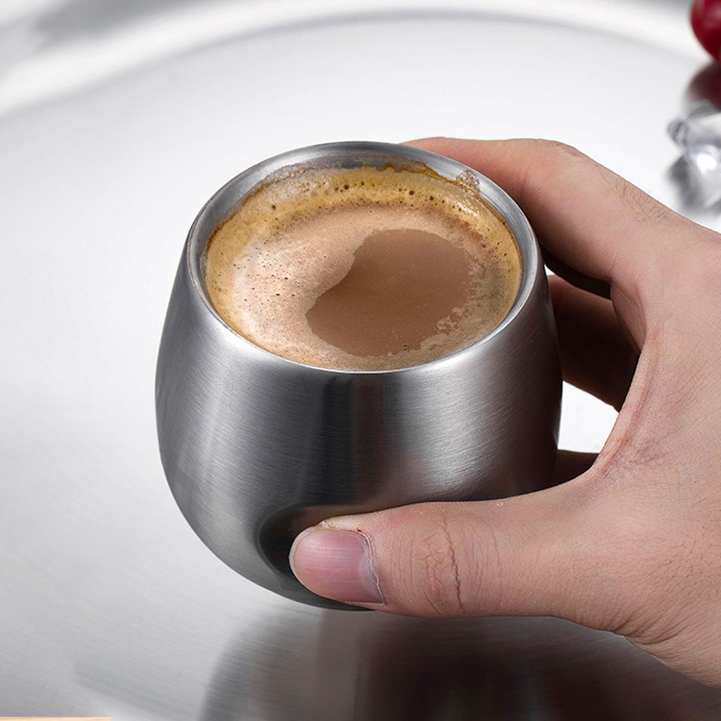 Кружка для кофе Leeseph Durable, чашка для эспрессо, двойная изоляция, толстые чашки из нержавеющей стали для 150 мл 200 мл, кухонные принадлежности