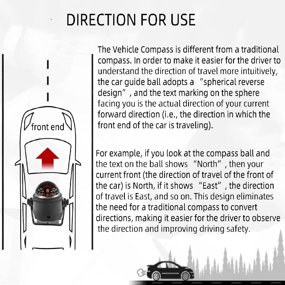 Регулируемый лодочный компас из АБС-пластика, устанавливаемый на приборную панель, электронный навигационный морской ночной шаровой компас для лодки, грузовика, каравана.
