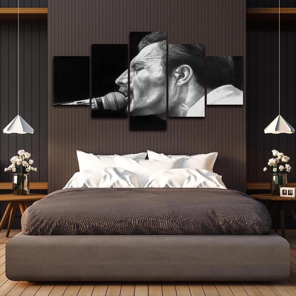 Singer Canvas Painting No Frame 5 Pcs Freddie Mercury Music Modular Poster HD Print Wall Art Picture Living Room Decoration Home