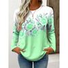 Женская футболка Повседневные топы с длинным рукавом Футболки с цветочным графическим принтом Рубашка Блузка Круглый вырез Осень Зима Уличный стиль y2k Пуловер