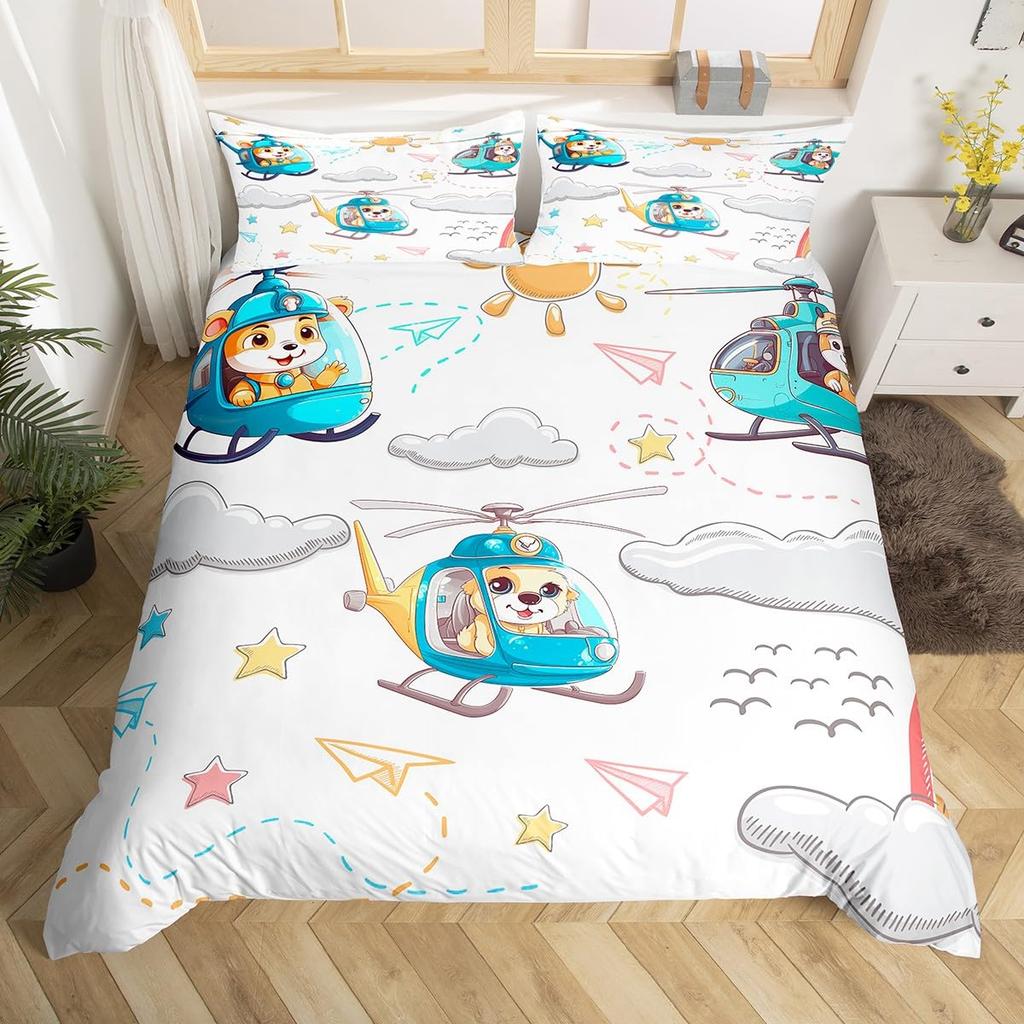 Детский пододеяльник на тему полета на самолете, большой набор из 3 предметов, подходит для детей и подростков, постельное белье, украшение комнаты, подарок, супермягкий