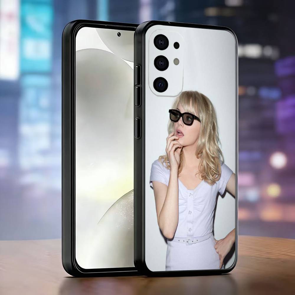 Чехол для телефона Эмма Стоун Черный Силиконовый Мягкий Для Samsung S25,S24,S21,S22,S23,S30,Ultra,S20,Plus,Fe,Lite