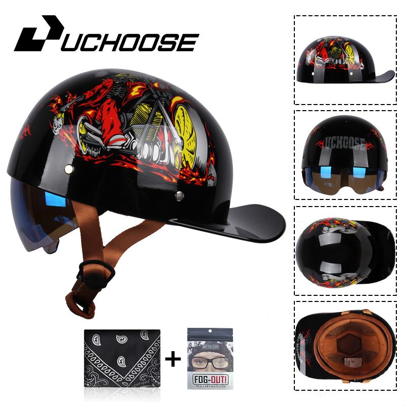 Uchoose бейсбольная кепка, мотоциклетный винтажный ретро-шлем, летние шлемы с открытым лицом, скутер, круизер, чоппер, гангстер, DS, для мужчин, женщин, детей