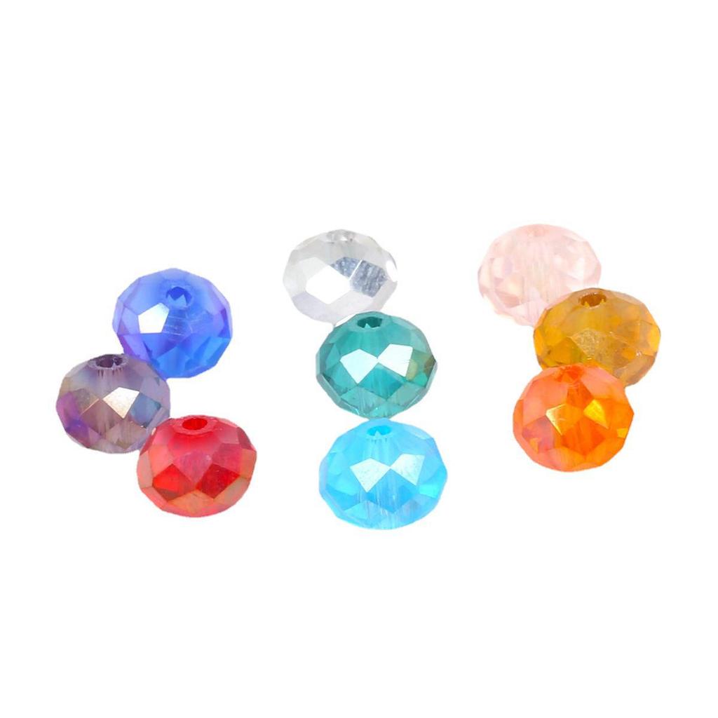 8мм Граненые Плоские Хрустальные Бусины из Стекла для DIY Ювелирных Изделий Разных Цветов
