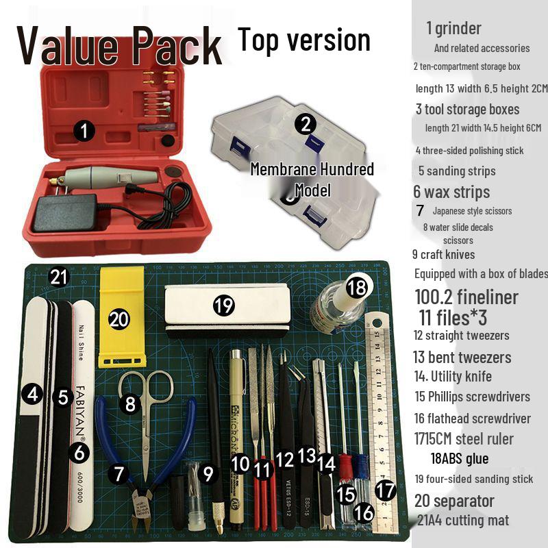 Набор инструментов для сборки моделей Gundam: Кусачки, Хобби-нож, Пинцет, Электрический полировщик