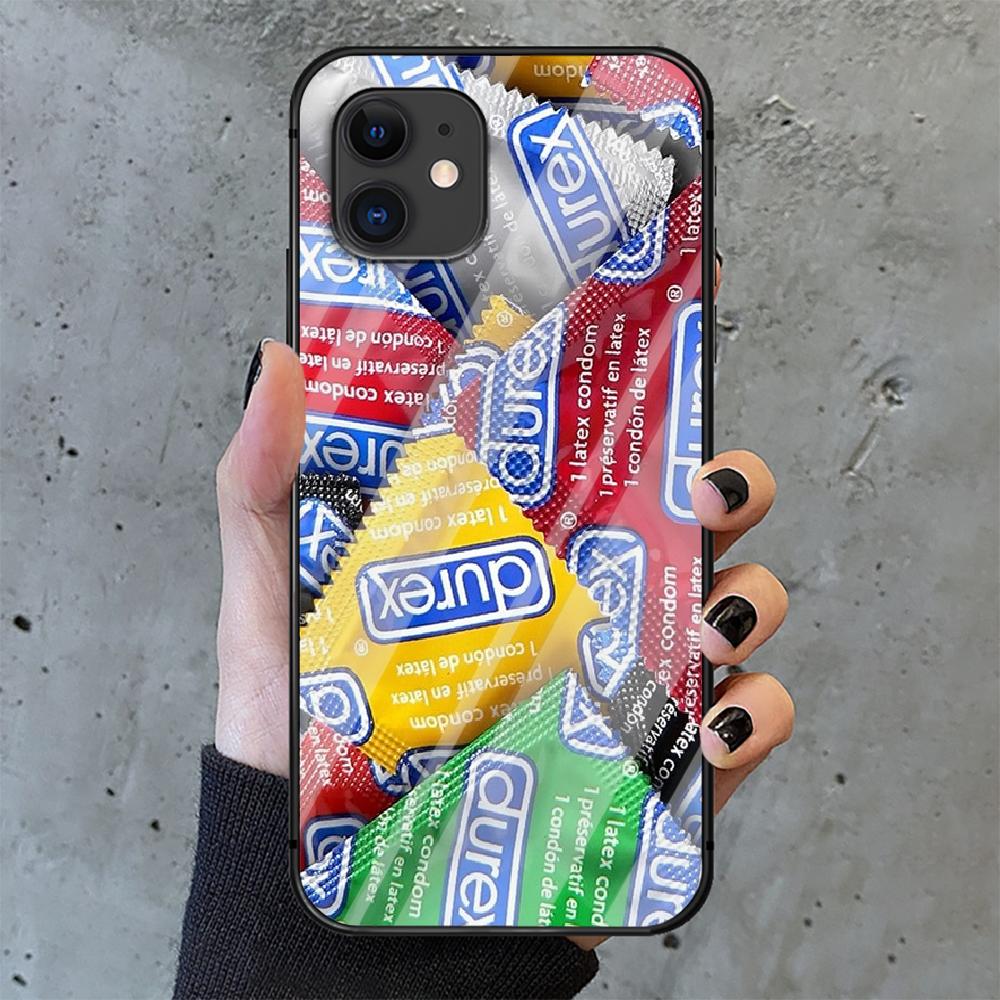 Сексуальный презерватив марки Durex, чехол для телефона из закаленного стекла для IPhone 6 7 8 11 12 13 x xs xr pro max Plus Samsung Galaxy Xiaomi Redmi Tpu Hot 3D